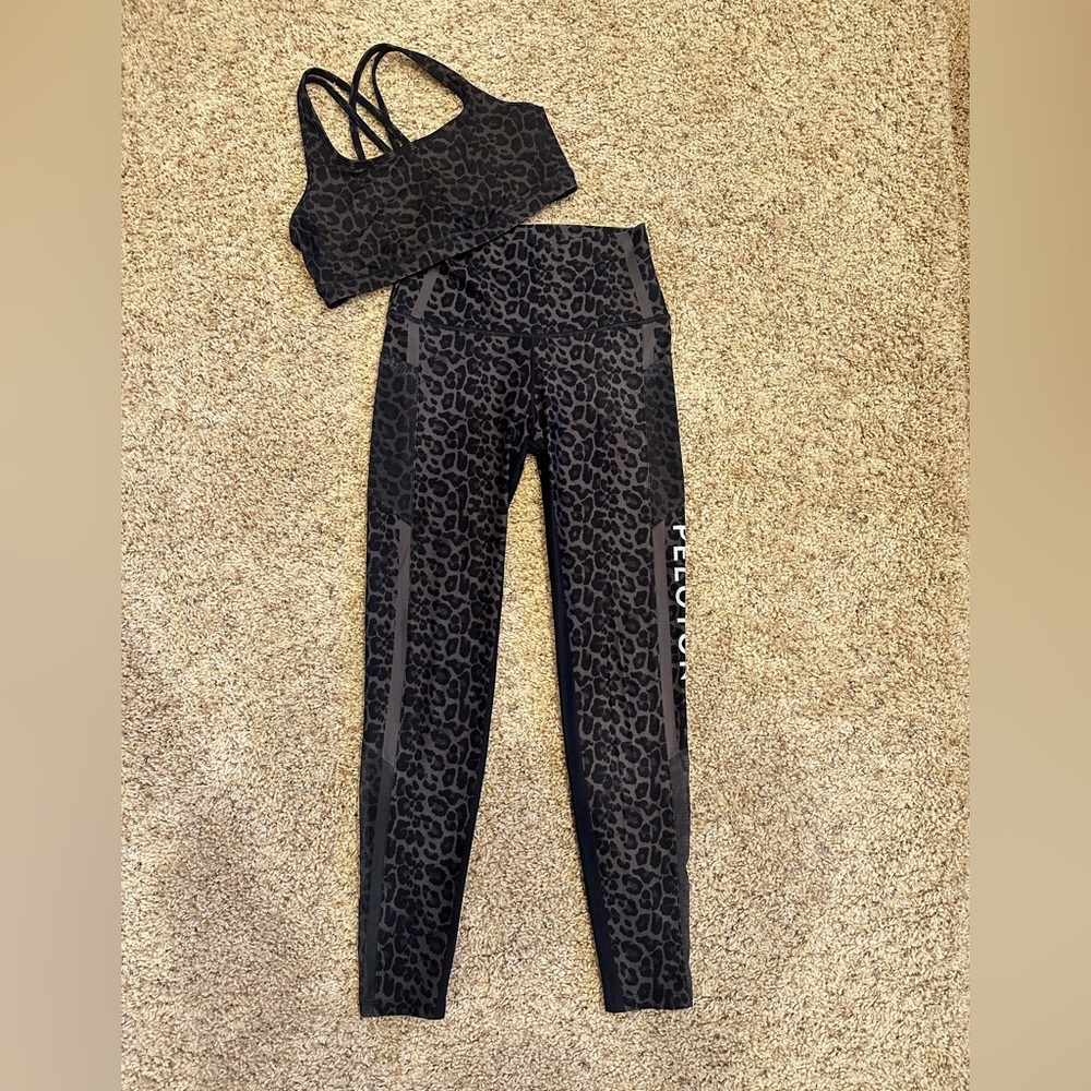 Peloton WITH Leopard Print Sports Bra (M) and Leggings (S) Set